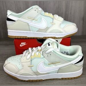Nike Dunk Low Scrap White Sea Glass Cream Sail Gum DB0500-100 Shoes-Mens 9